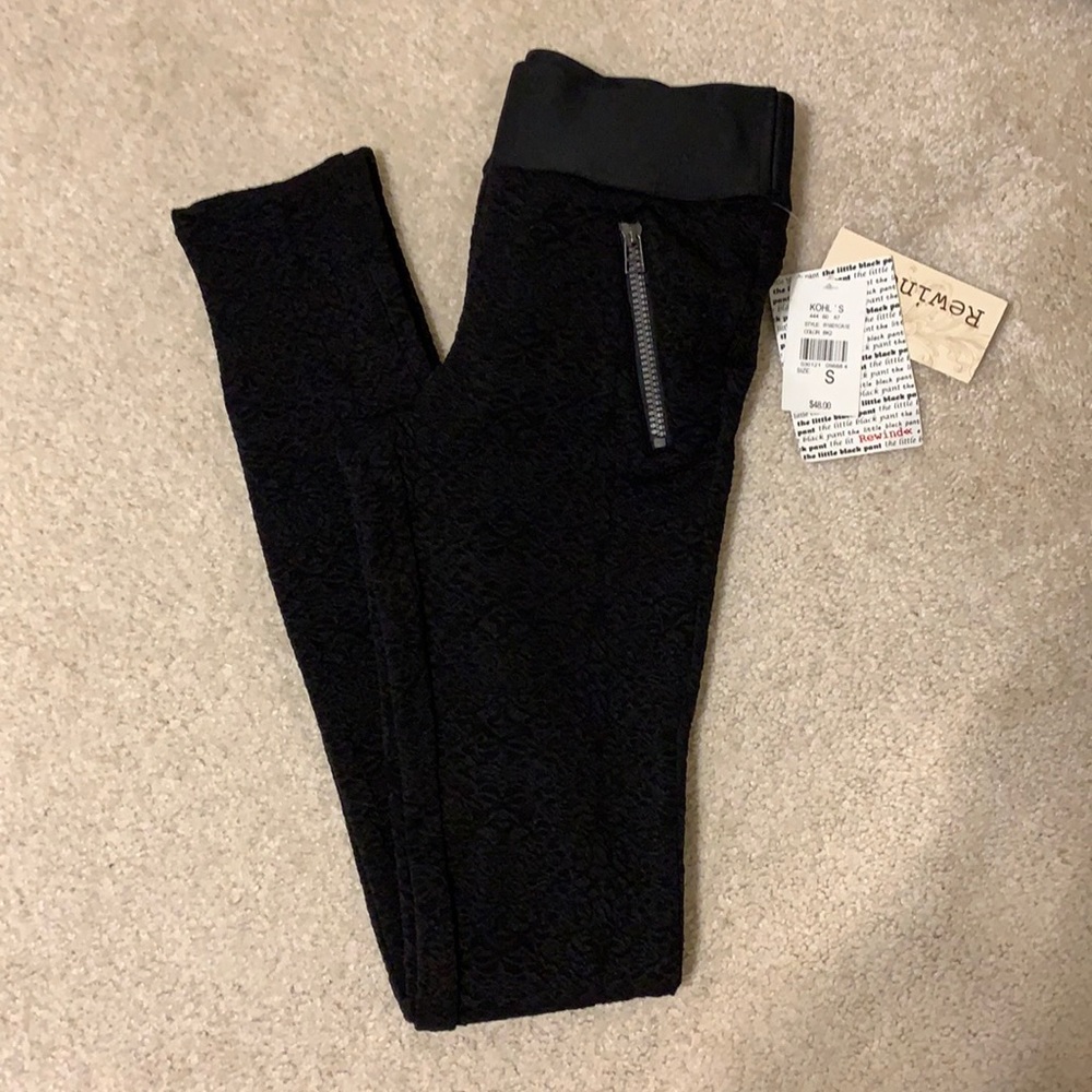 Black Textured Rewind Leggings